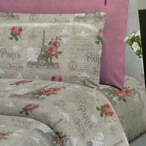 Floral Paris Print King Bedding Set NEW